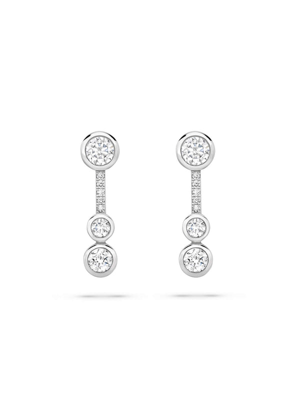 Waterfall Diamond Platinum Small Drop Earrings