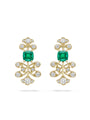 Secret Garden Fern Emerald Diamond Yellow Gold Earrings