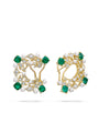 Secret Garden Fern Emerald Pearl Yellow Gold Earrings
