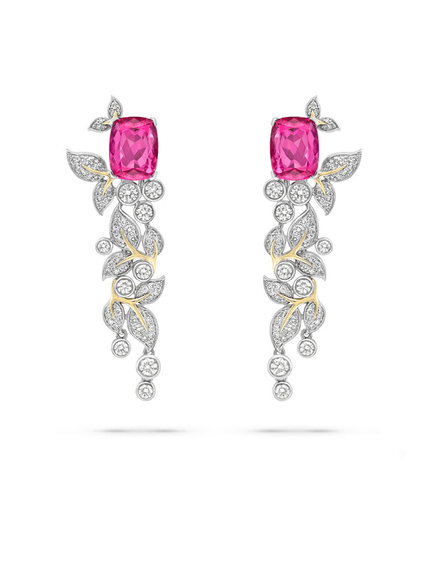 Secret Garden Verdure Rubellite Diamond Earrings