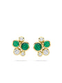 Raindance Classic Cluster Emerald Yellow Gold Stud Earrings