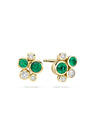 Raindance Classic Cluster Emerald Yellow Gold Stud Earrings