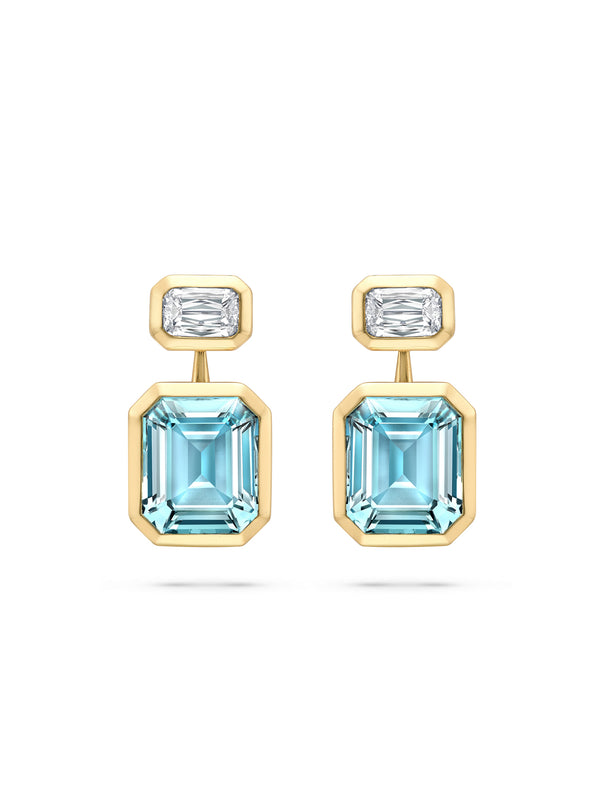 Florentine Aquamarine Yellow Gold Earrings