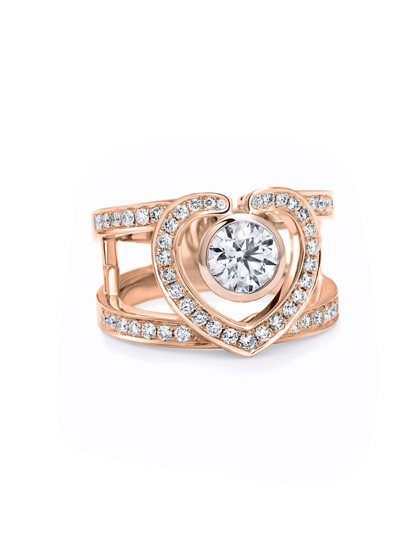 Sophie Rose Gold Open Heart Diamond Ring