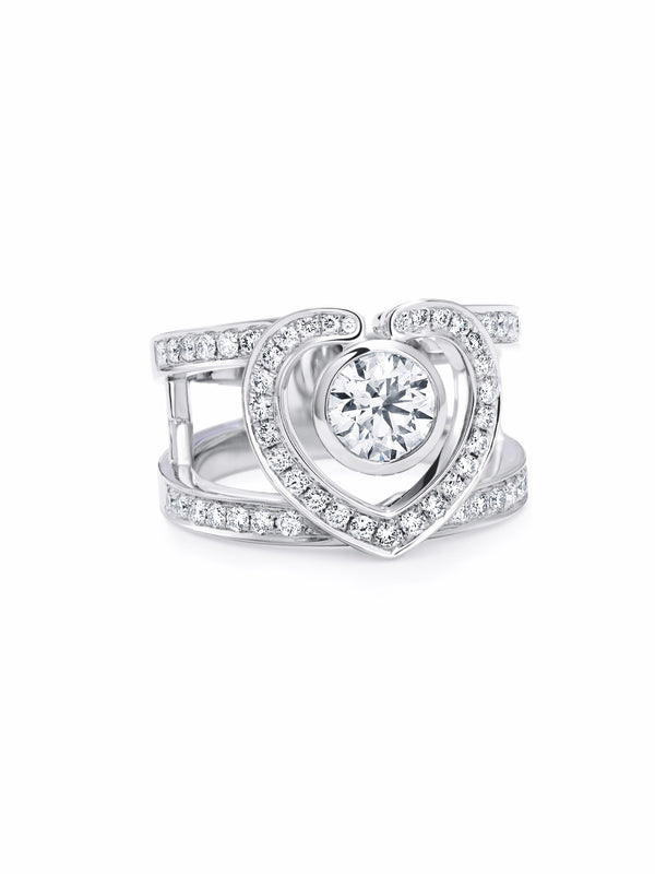 Sophie Platinum Open Heart Diamond Ring