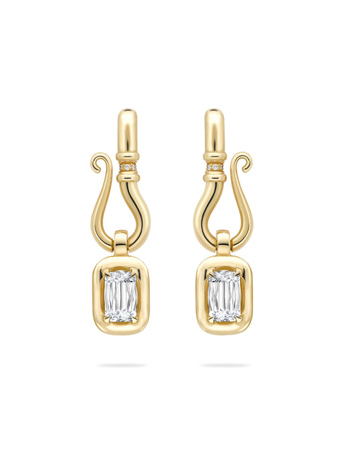 Florentine Ashoka Yellow Gold Diamond Earrings