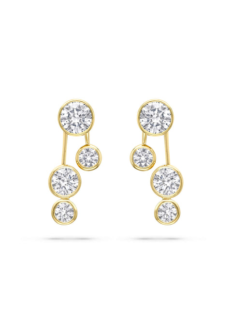 Raindance Large Detachable Double Drop Yellow Gold Earrings