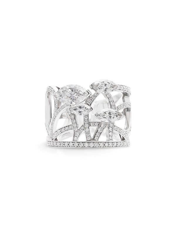 Wood on the Downs Marquise Diamond Platinum Ring