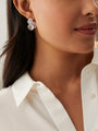 Raindrop Moonstone Pink Opal White Gold Stud Earrings