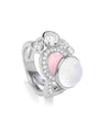 Raindrop Moonstone Pink Opal White Gold Ring
