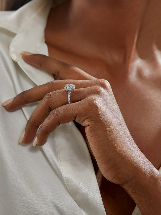 Vintage Round Platinum Diamond Engagement Ring