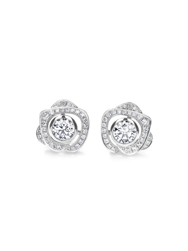Maymay Rose Platinum Diamond Stud Earrings