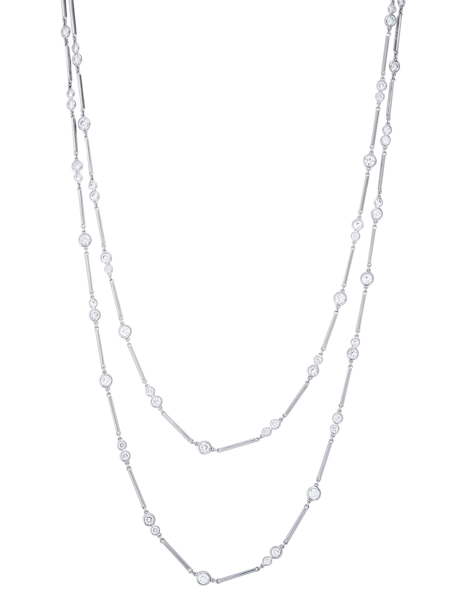 Raindance Double Row Long Diamond Necklace | Boodles