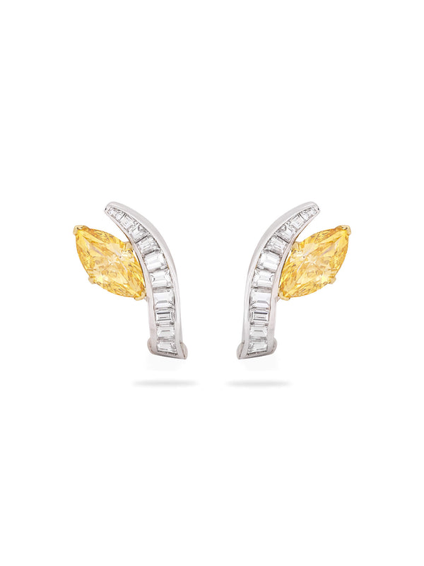 Yellow Diamond Snake Design Earrings