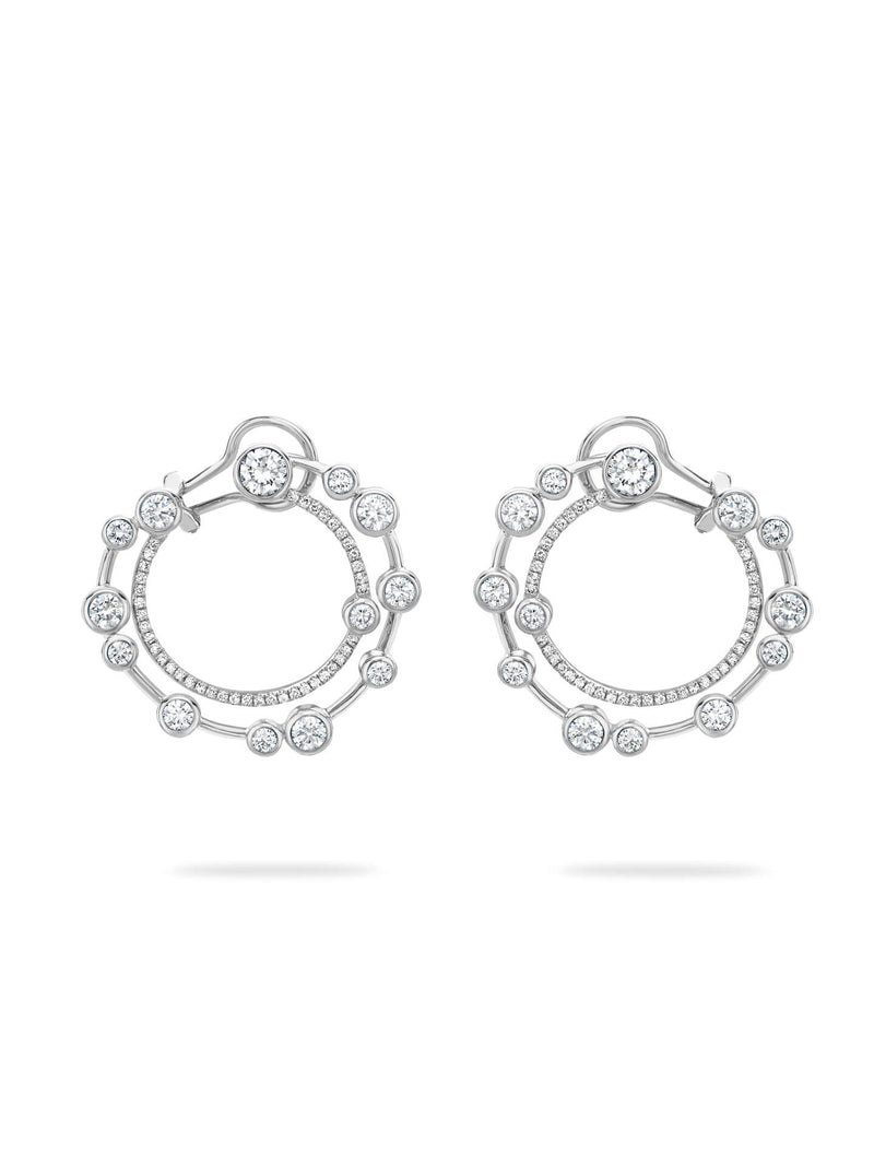 Waterfall Large Diamond Platinum Hoop Earrings