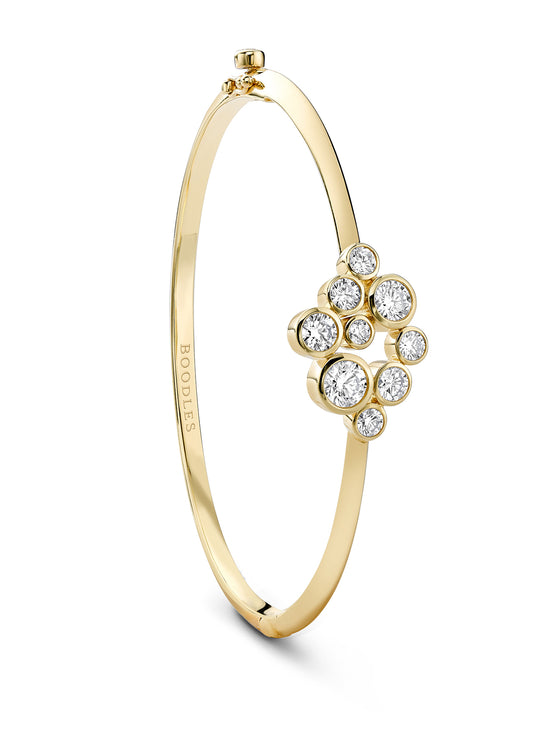 Raindance Yellow Gold Diamond Cluster Bangle