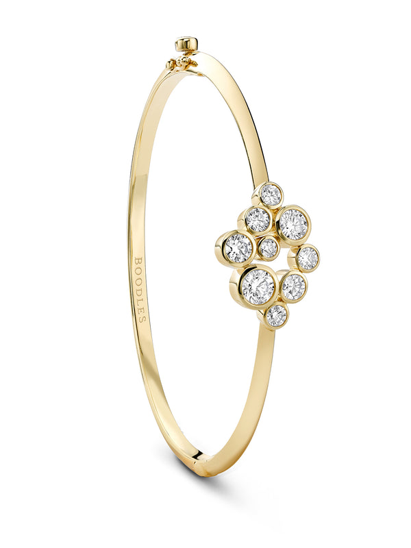 Raindance Yellow Gold Diamond Cluster Bangle