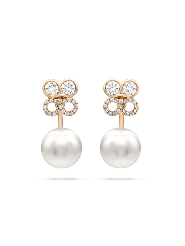 Be Boodles Rose Gold Diamond Pearl Earrings