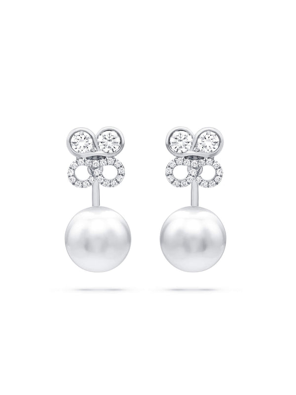 Be Boodles White Gold Diamond Pearl Earrings