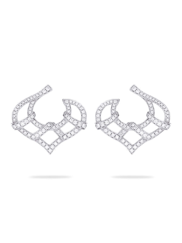 Woodland Pavé Diamond Platinum Earrings
