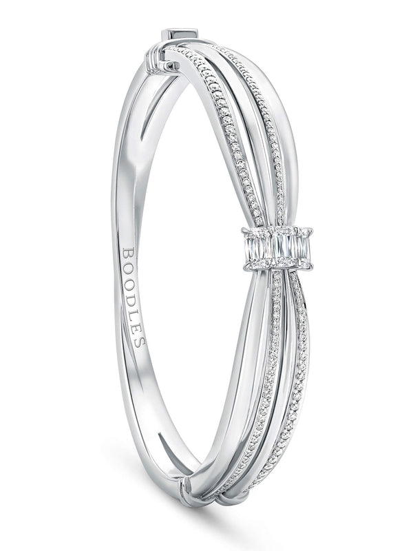 Ribbons Platinum Three Stone Ashoka Diamond Bangle