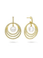 Roulette Diamond Pearl Yellow Gold Drop Earrings