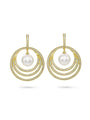 Roulette Diamond Pearl Yellow Gold Drop Earrings