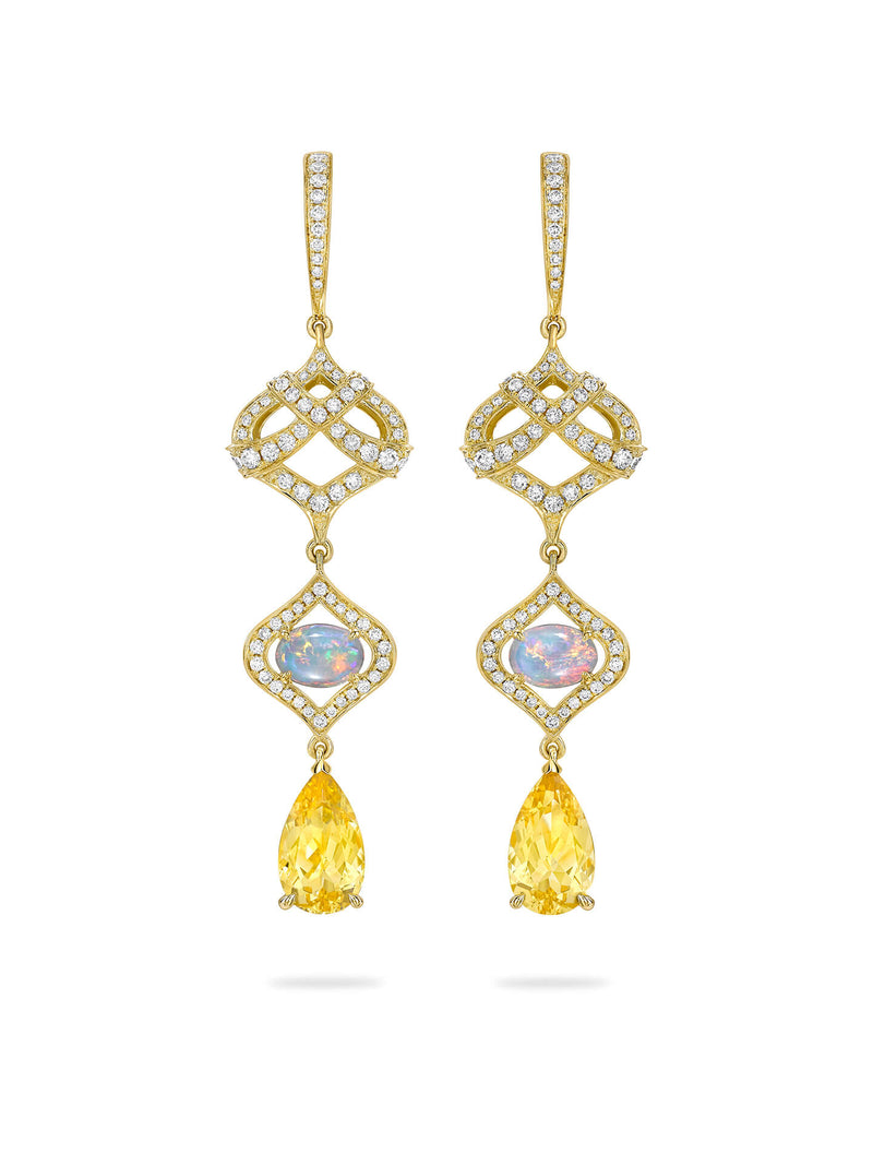 Woodland Beryl Opal Diamond Drop Earrings