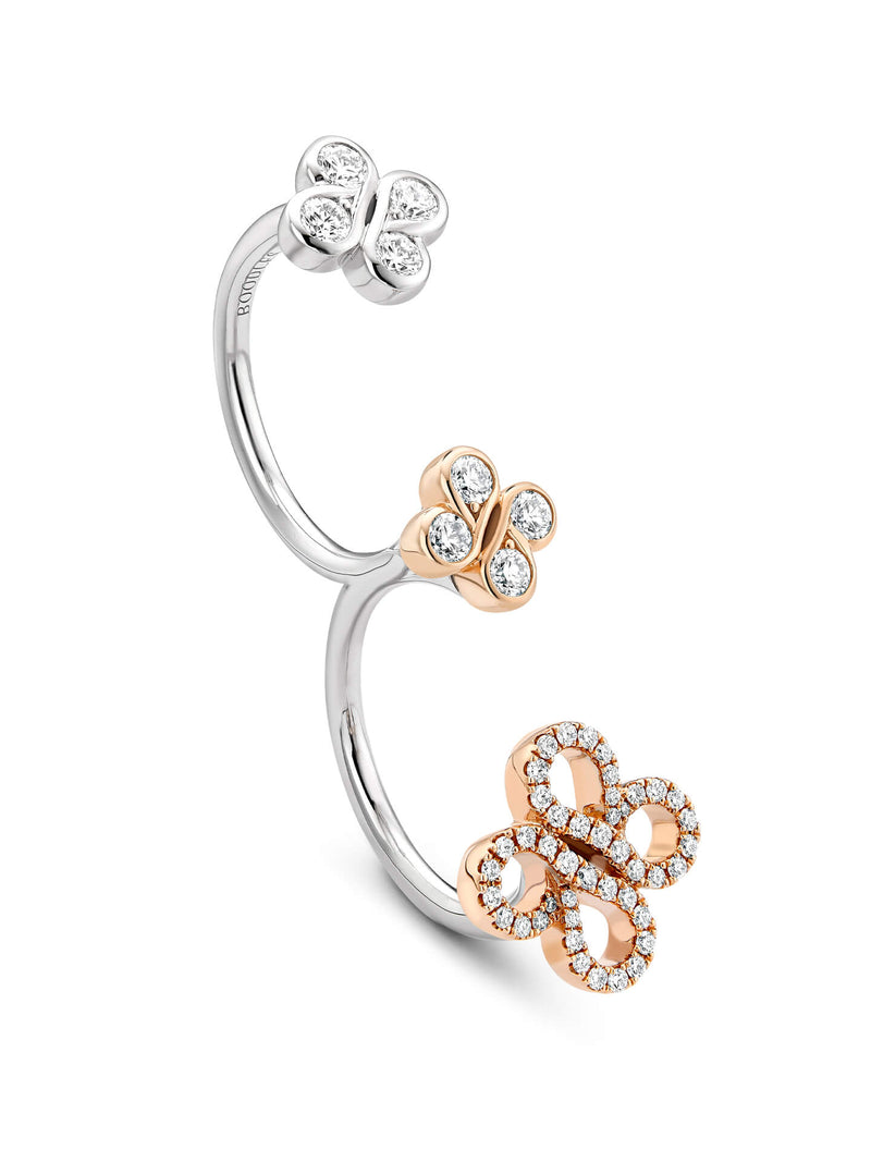 Be Boodles Platinum Rose Gold Diamond Double Ring