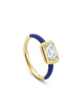 Florentine Ashoka Blue Enamel Yellow Gold Ring