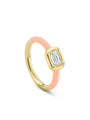 Florentine Ashoka Pink Enamel Yellow Gold Ring