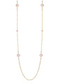 Raindance Diamond Pink Enamel Long Yellow Gold Necklace