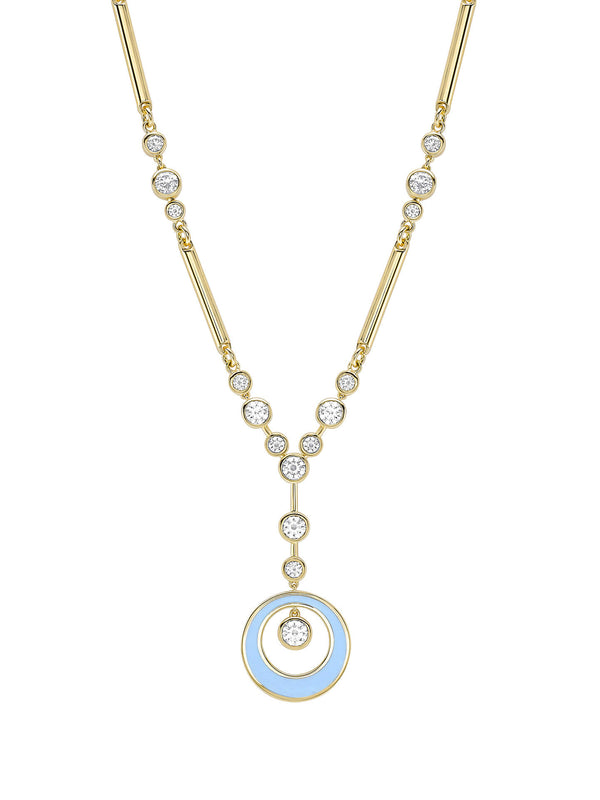 Raindance Diamond Blue Enamel Yellow Gold Pendant