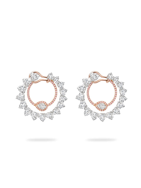 Firework Pink Diamond Platinum and Rose Gold Earrings