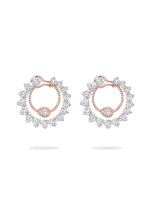 Swirl Pink Diamond Platinum and Rose Gold Earrings