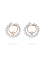 Swirl Pink Diamond Platinum and Rose Gold Earrings