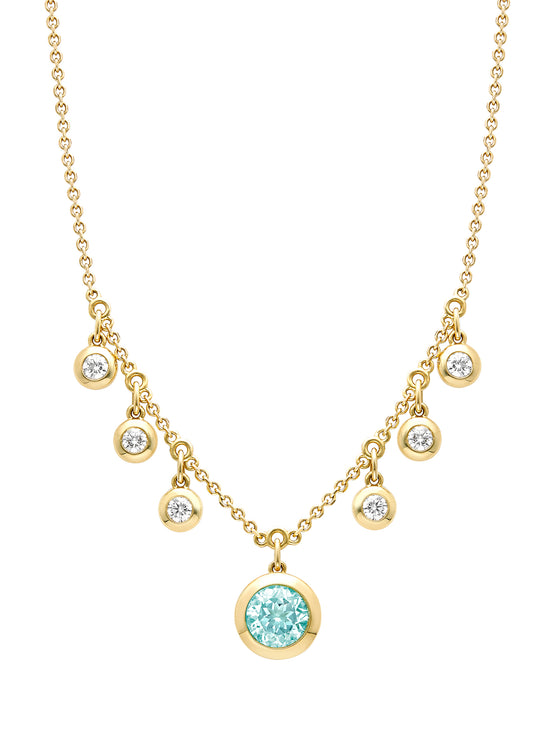 Beach Paraiba Diamond Yellow Gold Necklace