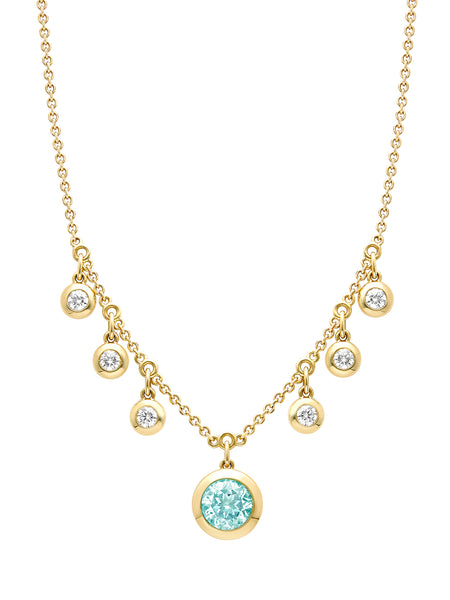 Beach Paraiba Diamond Yellow Gold Necklace