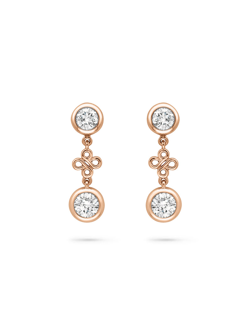Beach Rose Gold Detachable Diamond Drop Earrings