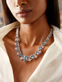 Waterlily Aquamarine Diamond Platinum Necklace
