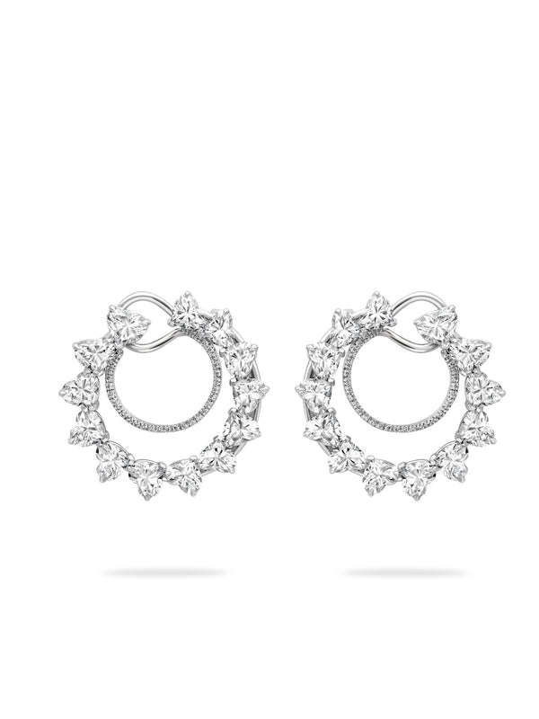 Swirl Platinum Heart Diamond Earrings