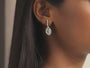 Spaghetti Aquamarine Oval Drop Diamond Earrings