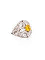Scroll Radiant Cut Yellow Diamond Platinum Ring