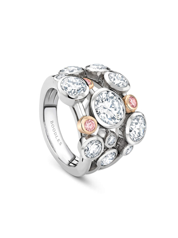 Raindance Pink and White Diamond Platinum Ring