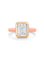 Florentine Emerald Cut Diamond Pink Enamel Rose Gold Ring