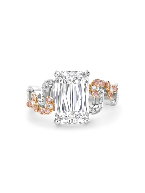 Santorini Ashoka Diamond Platinum and Rose Gold Ring