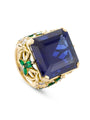 Sri Lanka Emerald Cut Sapphire Yellow Gold Ring