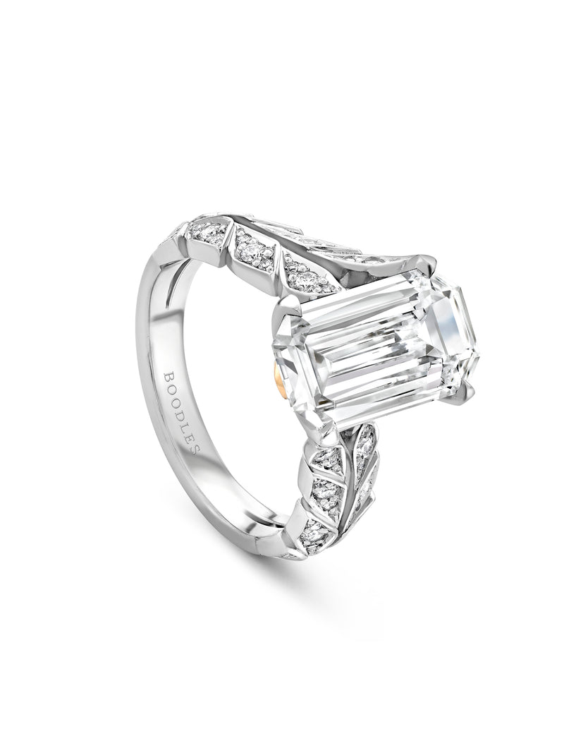 Peace of Mined Emerald Cut Diamond Platinum Ring