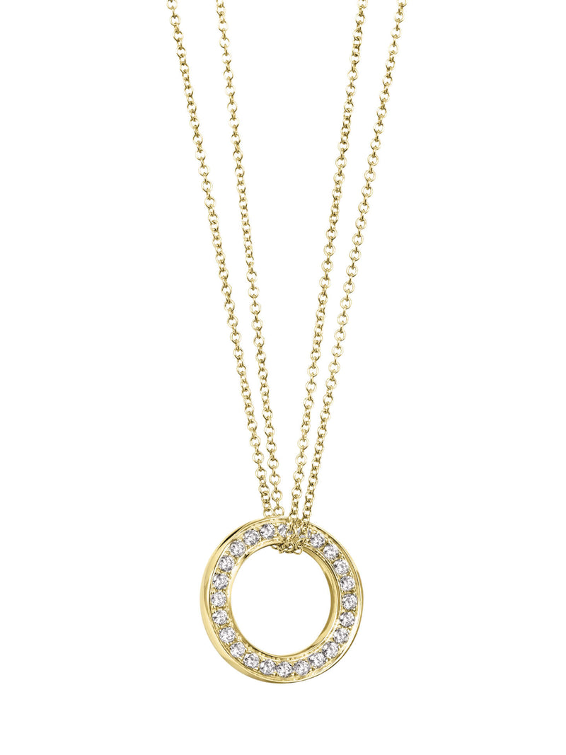 Large Roulette Yellow Gold Diamond Pendant