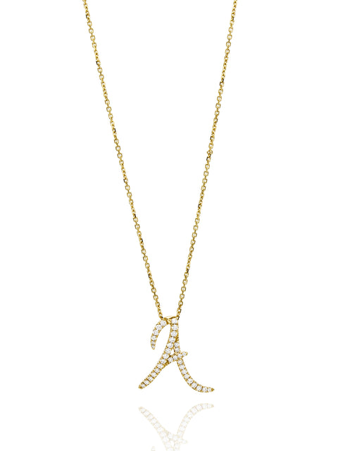 Love Letter Diamond Yellow Gold Initial Pendant